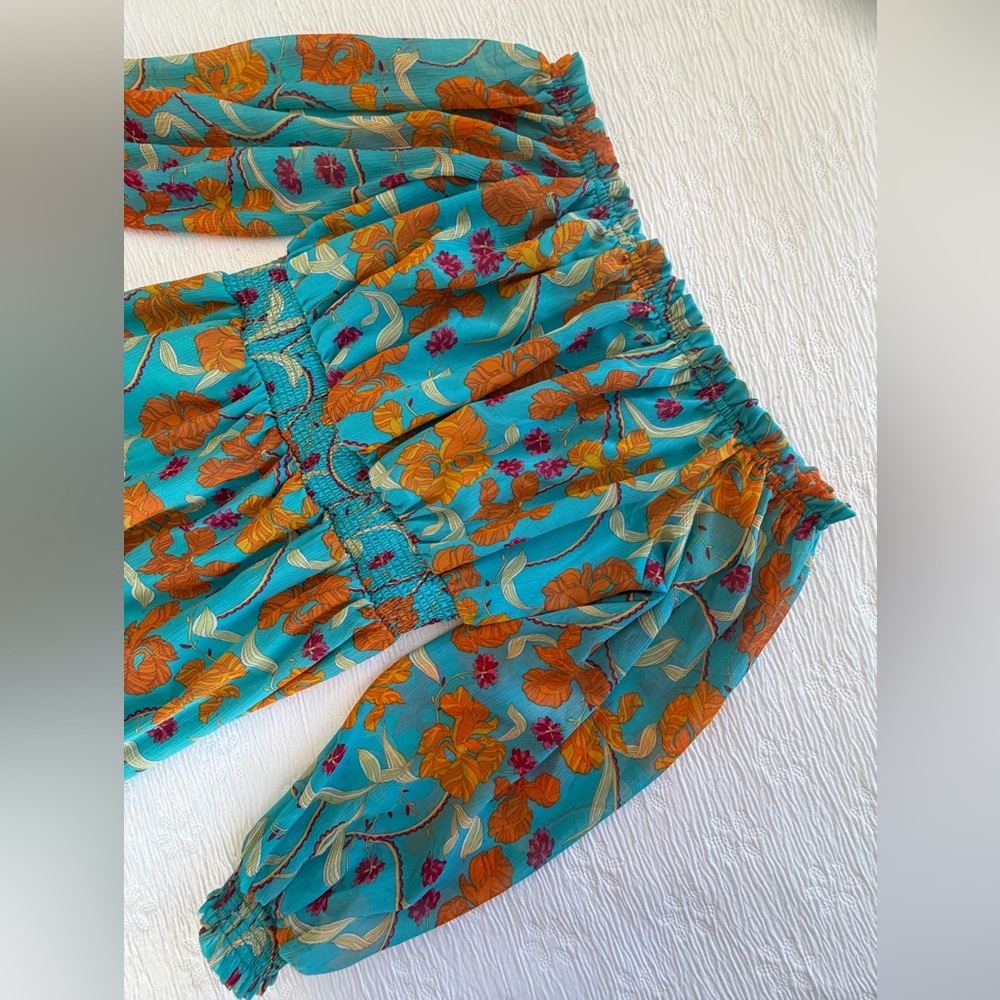 Sophia Vergara Summer Maxi Dress teal orange floral size M - Picture 4 of 10